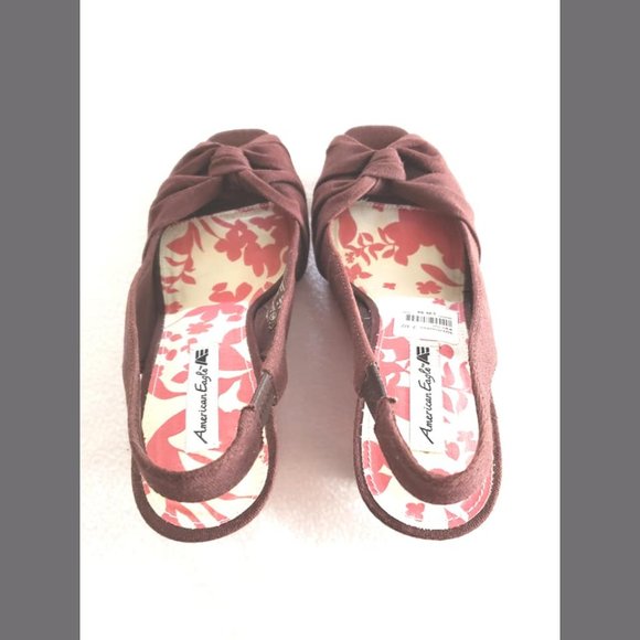 NWT American Eagle Peep Toe, Slingback Wedge Shoe - Picture 4 of 6